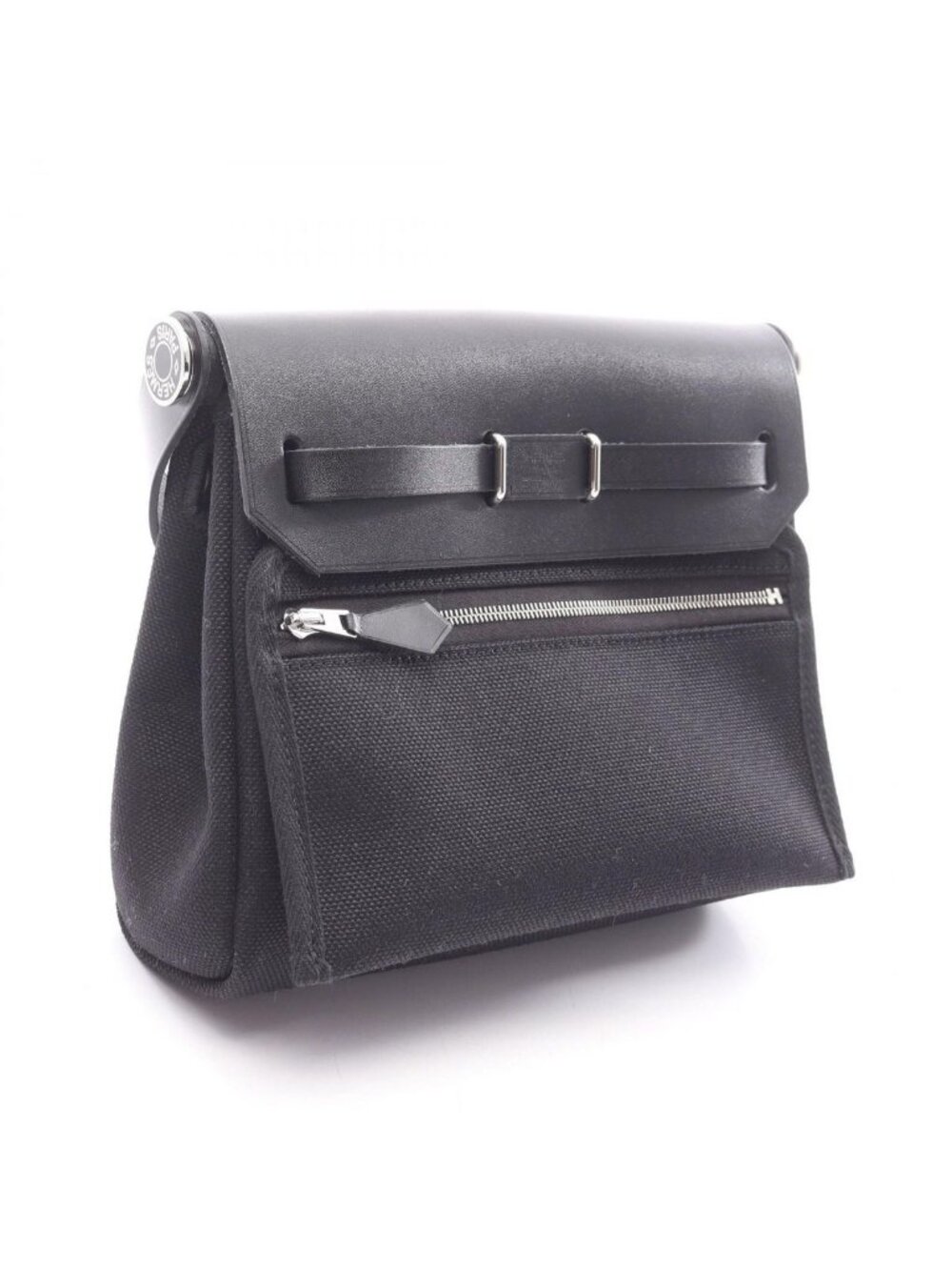 Hermes Shoulder Bag Herbag Zip Mini Black Canvas Leather - Picture 2 of 5